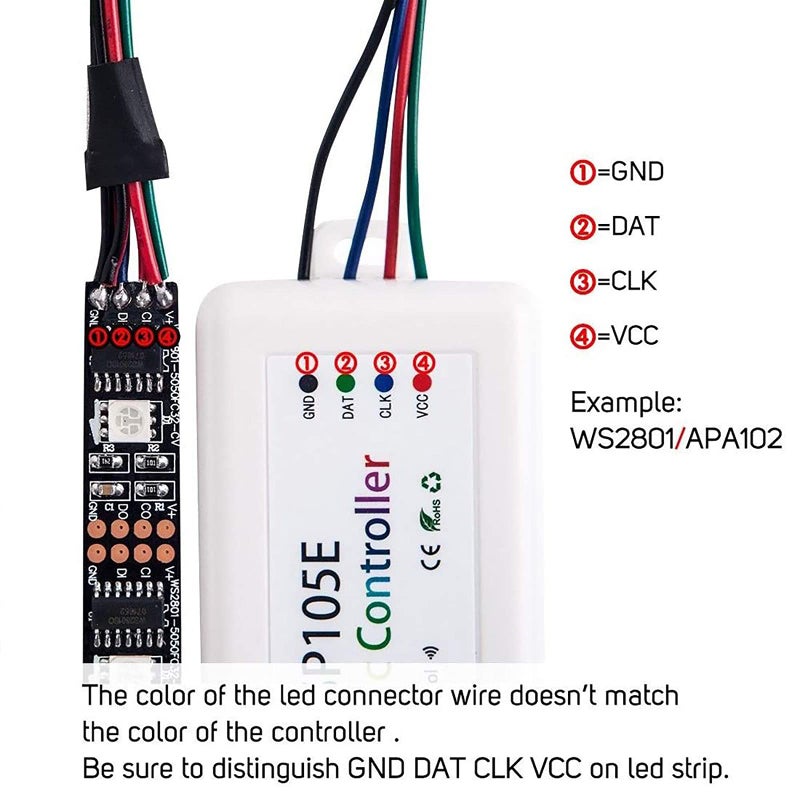 VIPMOON SP105E Wireless Bluetooth Controller, LED Light Controller DC5V~24V WS2812B Controller for WS2811 WS2812B SK6812 LED Strip Pixel Module Panel Lamp - Image 3